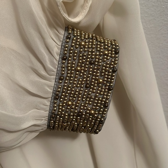 Forever 21 - COLD SHOULDER SEQUINS DETAIL CHIFFON TOP sheer mesh nude - Picture 6 of 11